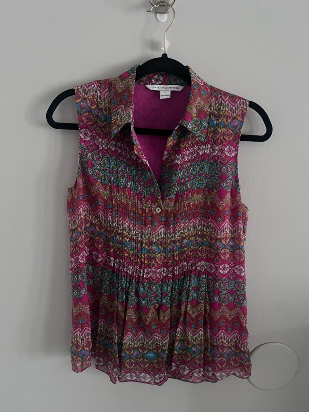 diane von furstenberg Blakely top Silk Size 2 Sleeveless